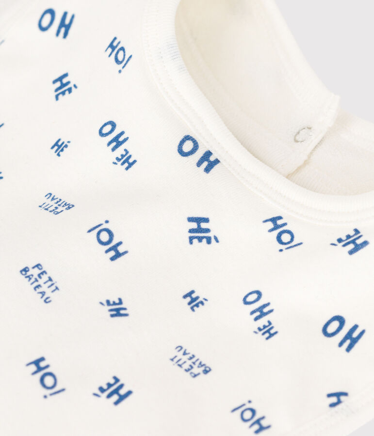 Gemustertes Baby-L&auml;tzchen aus Baumwolle weiss/blau