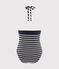 Damen-Badeanzug mit Streifen blau SMOKING/weiss MARSHMALLOW