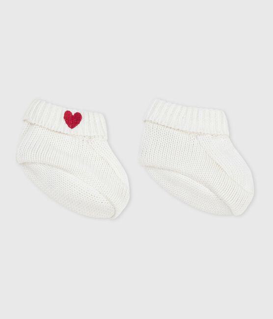 Newborn Baby-Schuhe aus Baumwollstrick weiss MARSHMALLOW