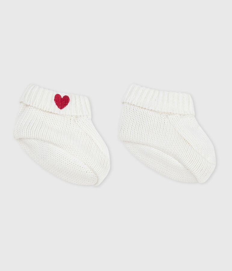 Newborn Baby-Schuhe aus Baumwollstrick weiss