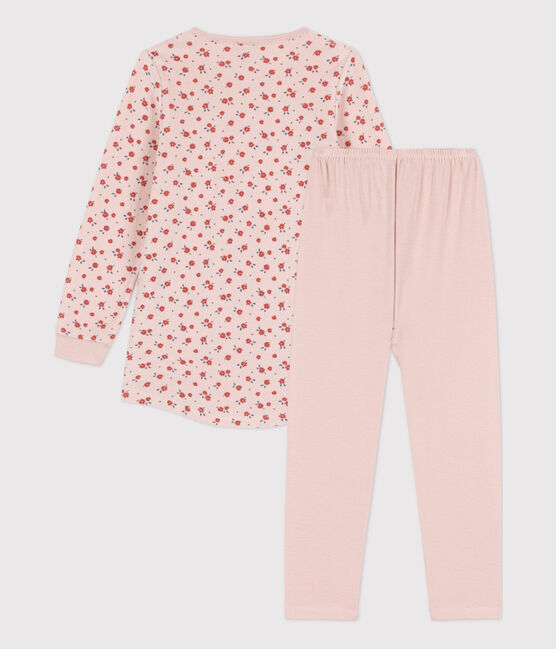 Kinder-Nachthemd und -Leggings aus Nicki und Baumwolle mit Blumenmotiv für Mädchen rosa SALINE/weiss MULTICO