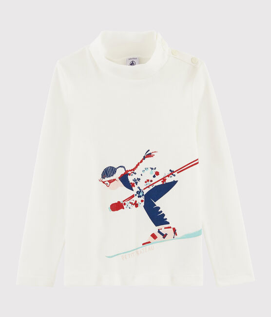 Kinder-Unterziehpullover mit Siebdruck für Mädchen weiss MARSHMALLOW
