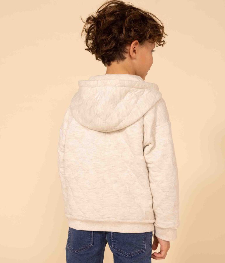 Kinder-Hoodie mit Rei&szlig;verschluss aus gestepptem Doppeljersey beige