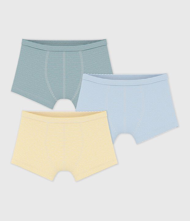 Set Kinder-Boxershorts aus Baumwolle mit &uuml;berzogenem Bund und Streifen vielfarbig
