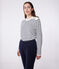 Damen-Marinepullover aus Baumwolle mit Streifen weiss MARSHMALLOW/blau SMOKING