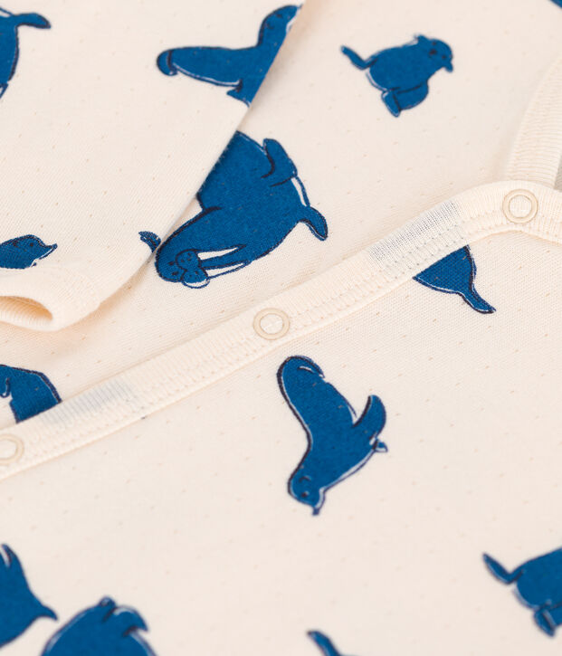 Strampler aus Doppeljersey mit Walross-Motiv naturfarben/vielfarbig