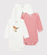 3er-Set langärmelige Baby-Bodys für Mädchen Petit Bateau x Deyrolle