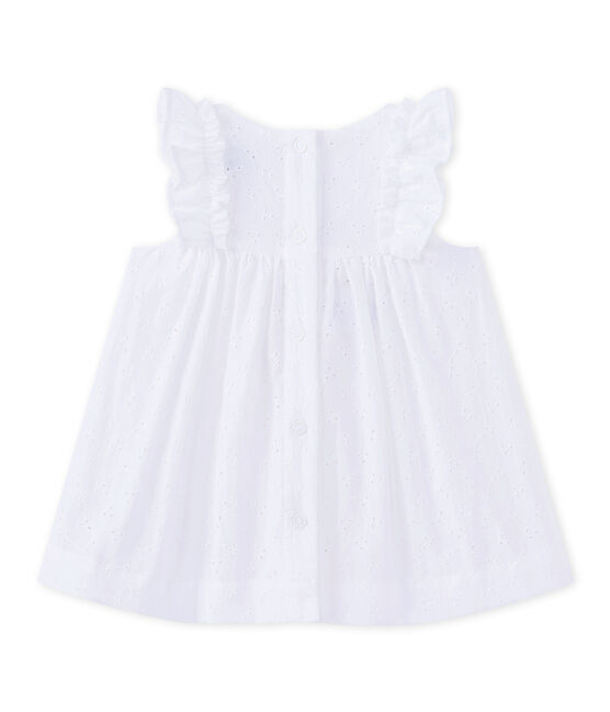 Besticktes Baby-Mädchen-Kleid weiss ECUME