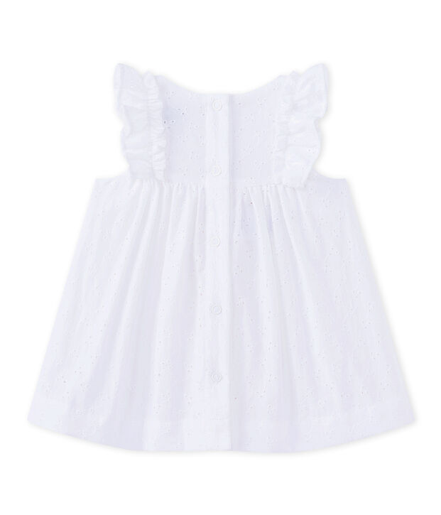 Besticktes Baby-M&auml;dchen-Kleid weiss