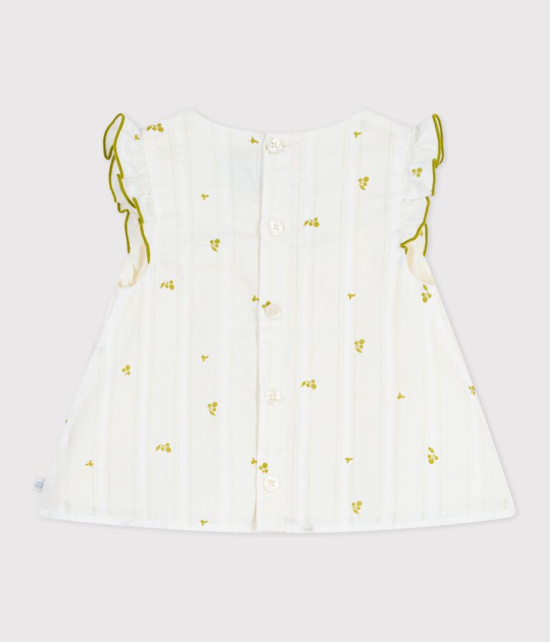 &Auml;rmellose Baby-Bluse aus Baumwolle mit Blumenmuster gr&uuml;n MARSHMALLOW/ MOSS