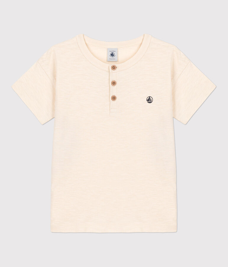 Kurz&auml;rmeliges Kinder-T-Shirt aus Baumwolle f&uuml;r Jungen naturfarben