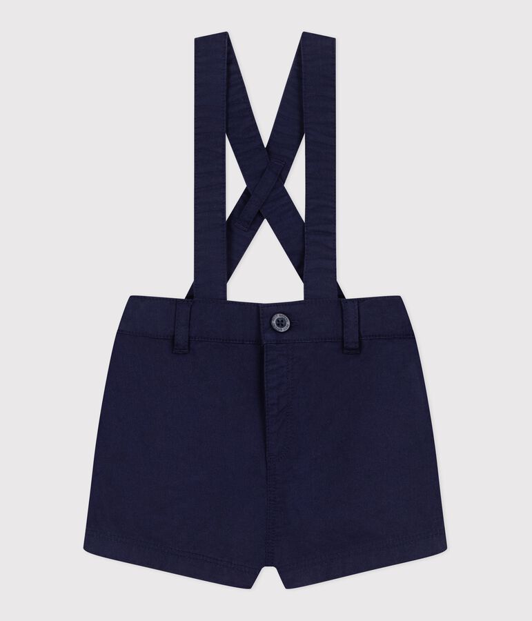 Kurze Baby-Shorts mit Tr&auml;gern aus Serge blau