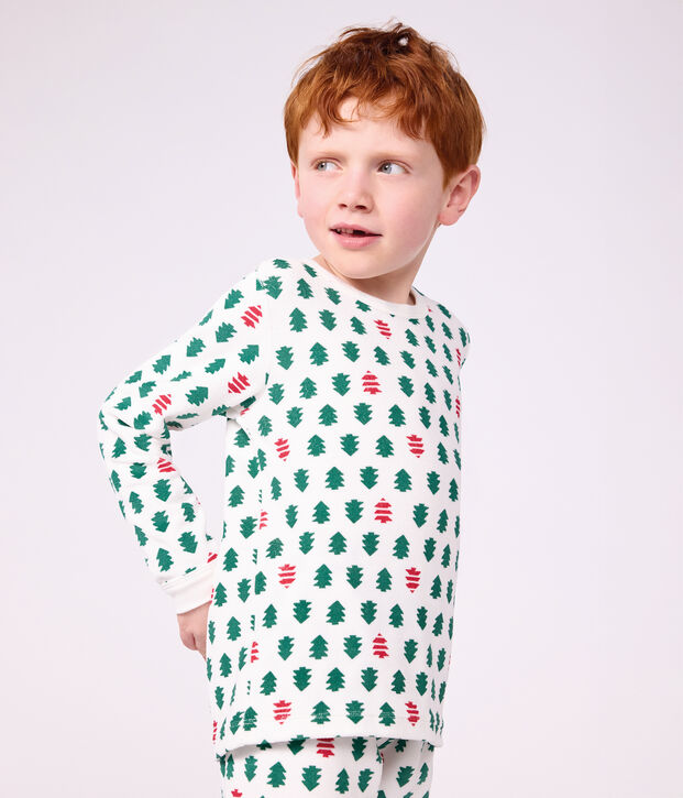 Kinder-Pyjama aus gemustertem Nicki weiss/vielfarbig
