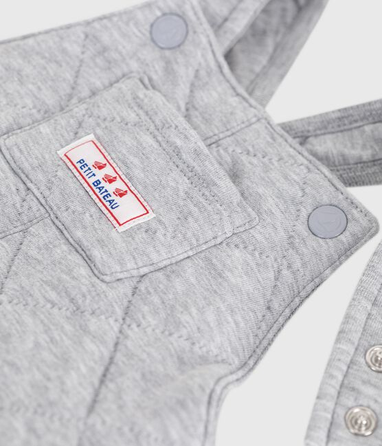 Langbeinige Baby-Latzhose aus einfarbigem dicken Jersey grau FUMEE CHINE