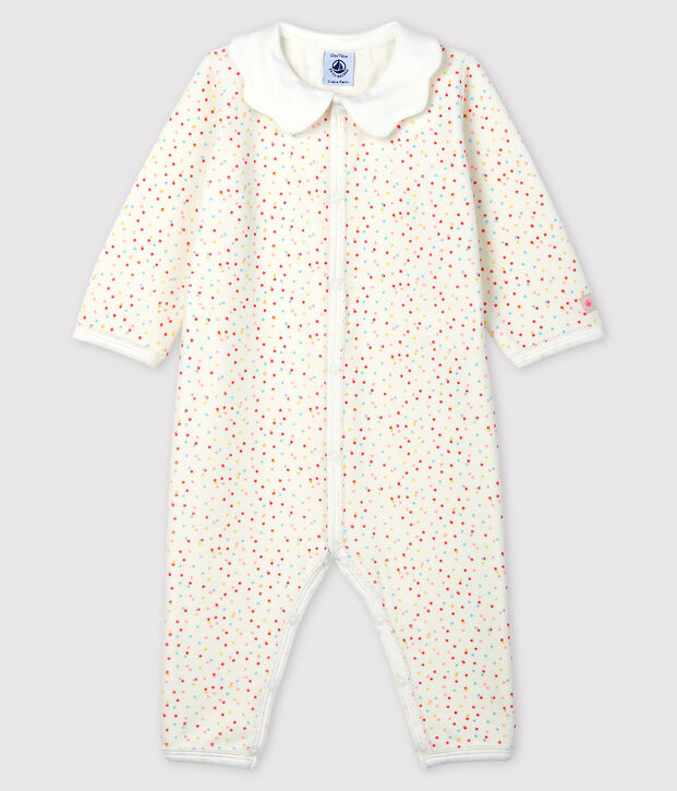 Fu&szlig;loser Baby-Strampler aus Bio-Baumwolle mit Polka-Dot-Muster f&uuml;r M&auml;dchen weiss/vielfarbig