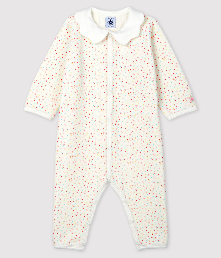 Fu&szlig;loser Baby-Strampler aus Bio-Baumwolle mit Polka-Dot-Muster f&uuml;r M&auml;dchen weiss/vielfarbig