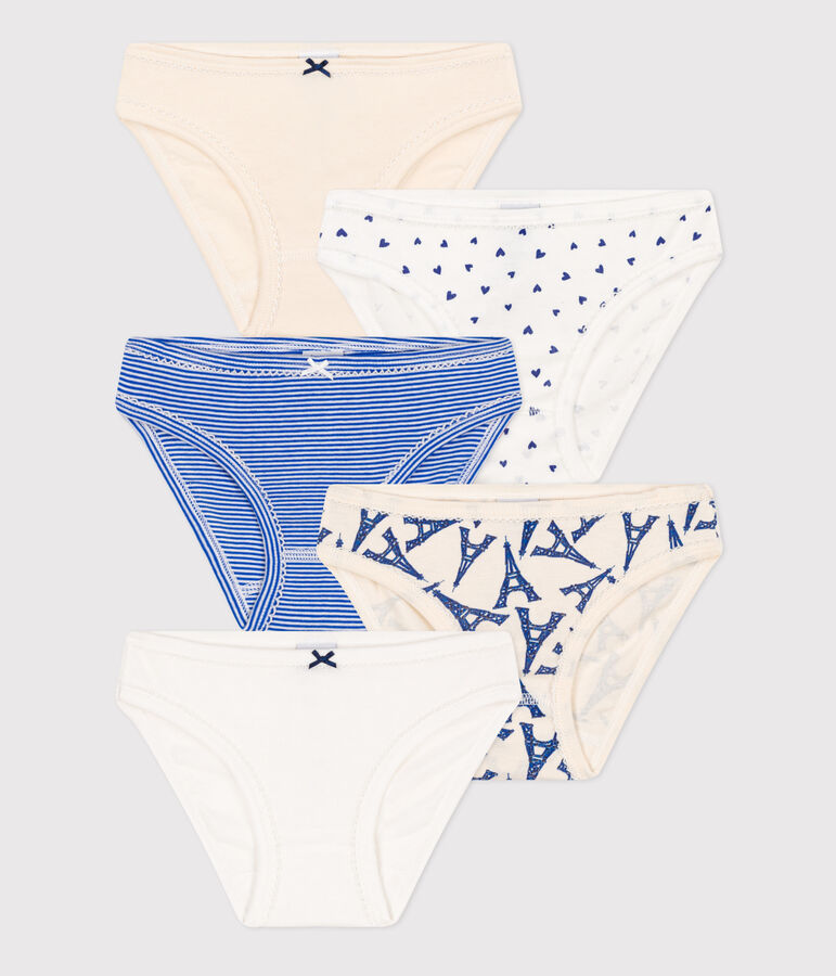 5er-Set Slips aus Baumwolle und Elastan mit Parismotiv f&uuml;r M&auml;dchen vielfarbig