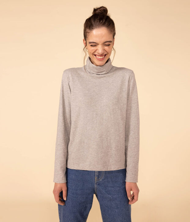 Klassisches Rollkragenshirt aus Baumwolle f&uuml;r Damen grau