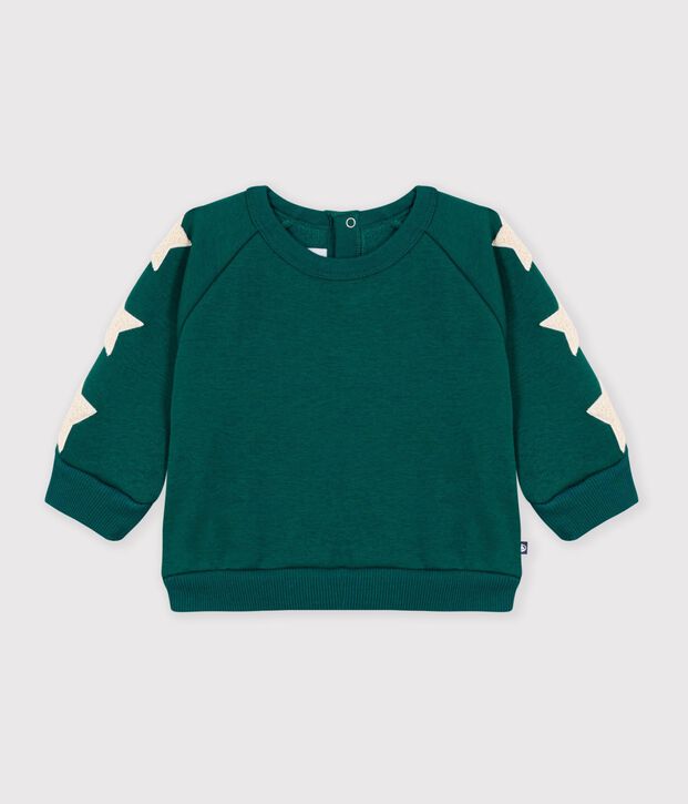 Baby-Kapuzensweatshirt aus einfarbiger Baumwolle mit Stern-Aufn&auml;her TREE