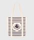 Damen-Tote Bag mit Streifen aus Leinenstoff