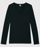 Damen-T-Shirt aus Baumwolle mit V-Ausschnitt schwarz NOIR