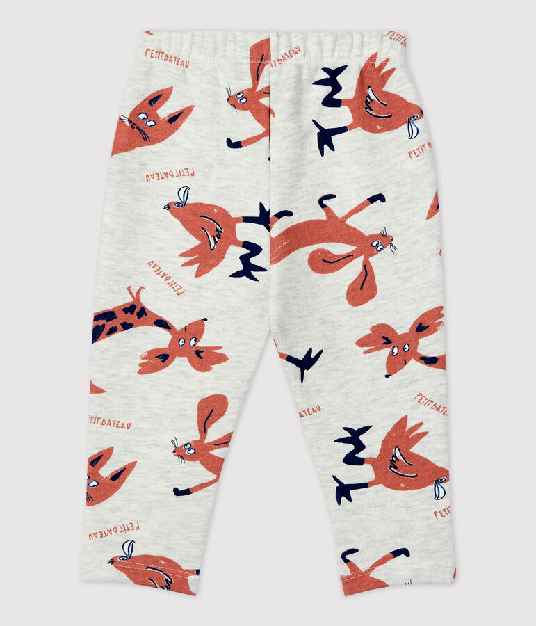 Baby-Hose aus Molton mit Tieraufdruck beige/vielfarbig