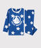 Kinderpyjama aus Molton mit Sternen blau MAJOR/weiss ECUME