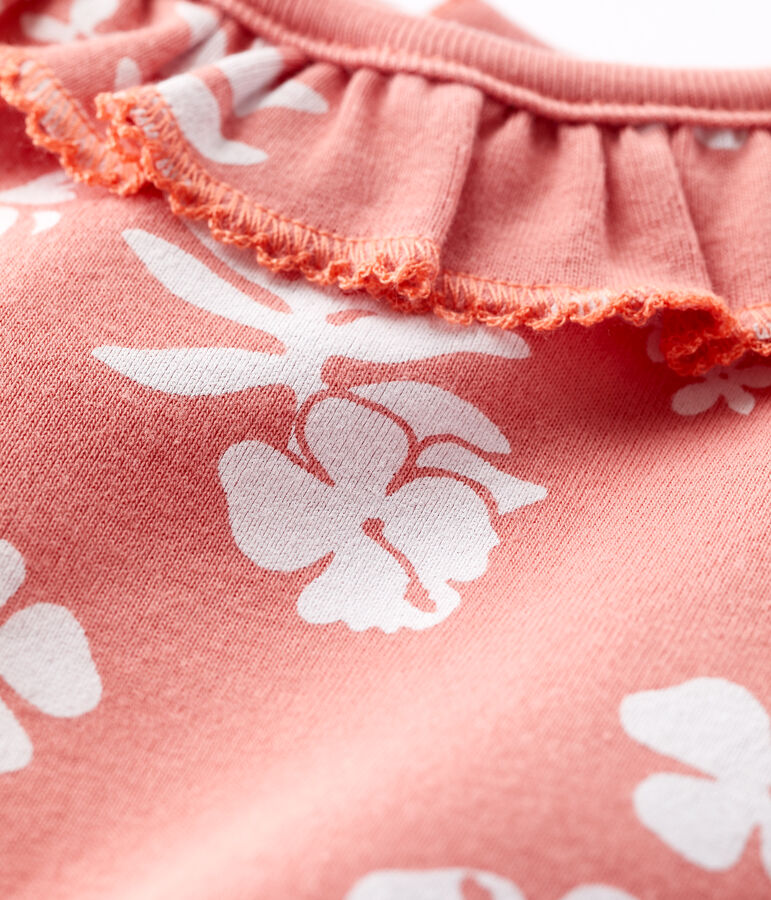 Baby-Body aus Baumwolle mit Hawaiimuster und R&uuml;schenkragen rosa/weiss