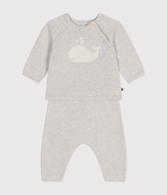 Baby-Set aus Woll- und Baumwoll-Strick beige MONTELIMAR CHINE