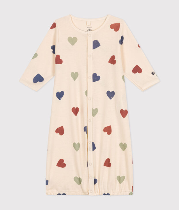 Baby-Kombi-Overall aus Baumwolle mit Herzmotiv naturfarben/vielfarbig