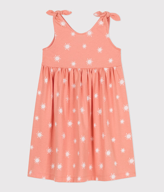 Ärmelloses Kinder-Kleid aus bedruckter Baumwolle orange ABRICOT/ MARSHMALLOW