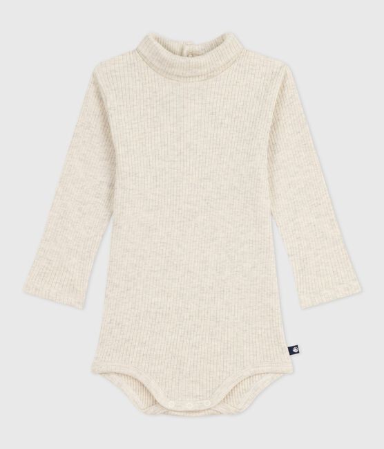 Baby-Body mit Rollkragen aus einfarbiger Baumwolle  beige MONTELIMAR CHINE