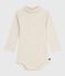 Baby-Body mit Rollkragen aus einfarbiger Baumwolle  beige MONTELIMAR CHINE