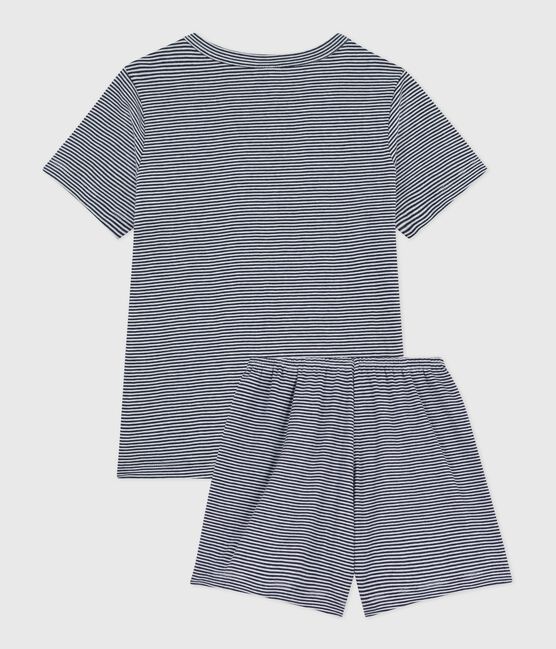 Kinder-Kurzpyjama aus Baumwolle mit Streifen blau SMOKING/weiss MARSHMALLOW