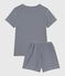 Kinder-Kurzpyjama aus Baumwolle mit Streifen blau SMOKING/weiss MARSHMALLOW
