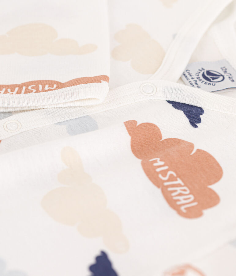 Bedruckter Strampler aus Baumwolle ohne F&uuml;&szlig;e weiss/blau