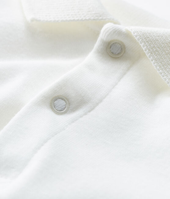 Langärmliger Baby-Body mit Polokragen für Jungen weiss MARSHMALLOW
