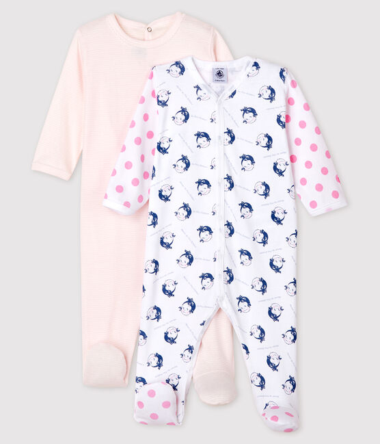 2er-Set Baby-Strampler in Rippstrick für Mädchen variante 1