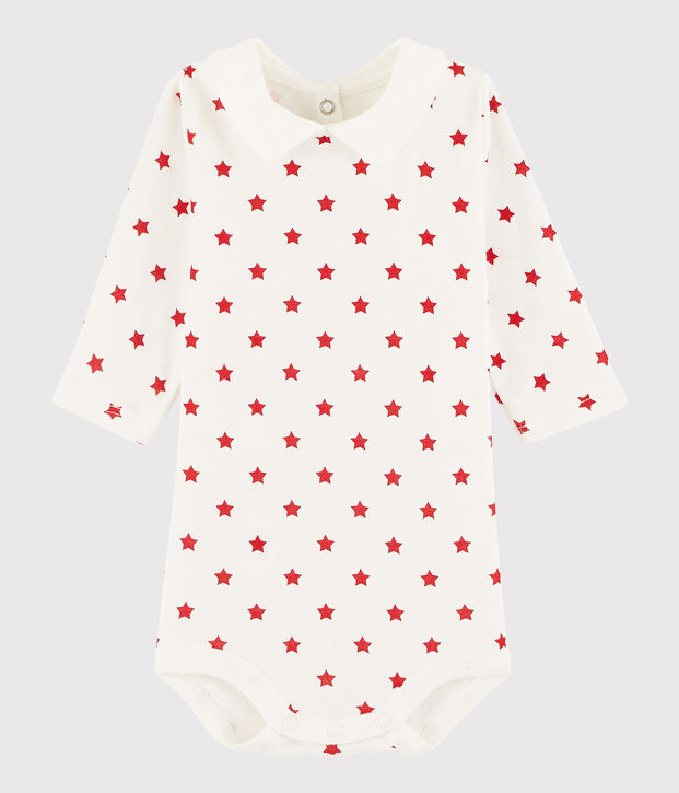 Lang&auml;rmeliger Baby-Body M&auml;dchen/Jungen weiss/rot
