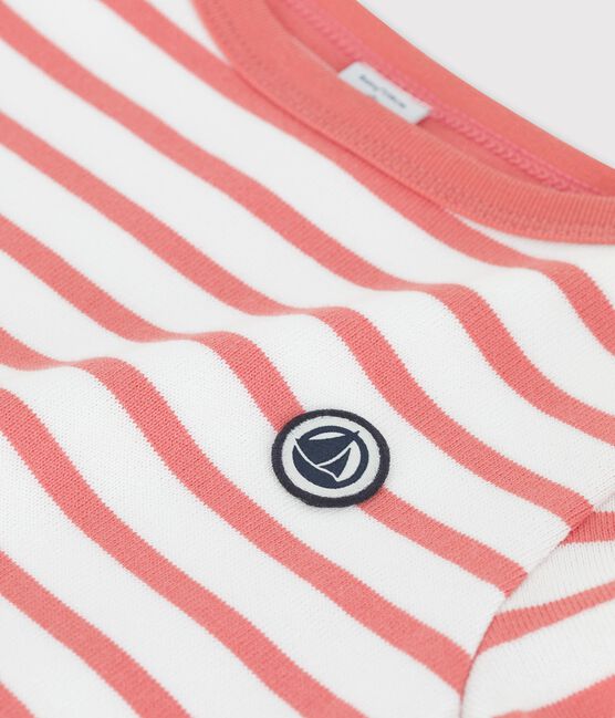Streifenshirt aus Baumwolle für Mädchen und Jungen weiss MARSHMALLOW/ PAPAYE