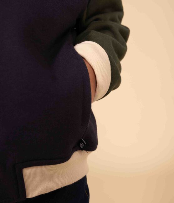 Kinder College-Jacke aus Molton für Jungen blau SMOKING/weiss MULTICO