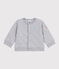 Baby-Cardigan aus einfarbigem festen Baumwollstoff grau FUMEE CHINE