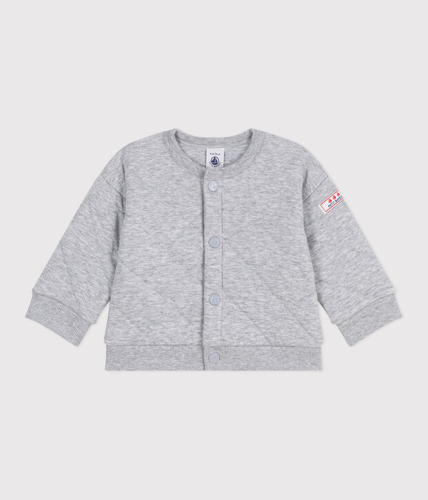 Baby-Cardigan aus einfarbigem festen Baumwollstoff FUMEE CHINE