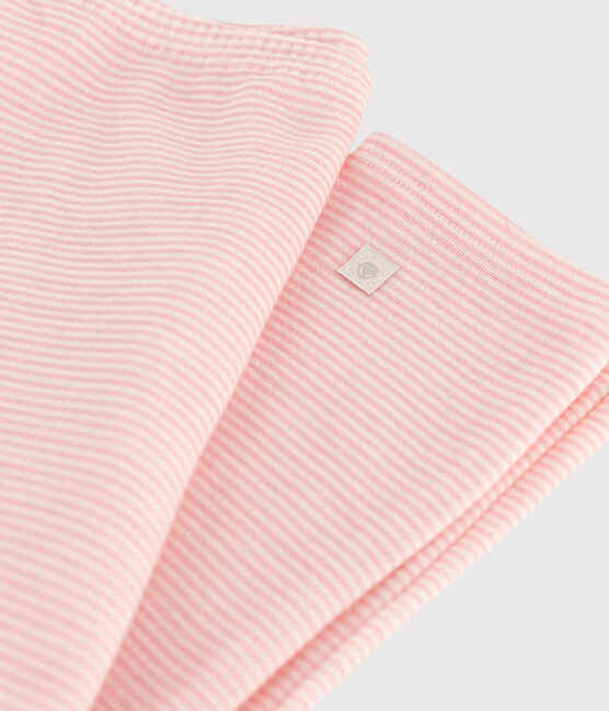 Leggins mit Ringelstreifen aus Wolle und Baumwolle für Mädchen rosa CHARME/weiss MARSHMALLOW