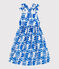 Langes Kinder-Trägerkleid aus bedruckter Baumwolle blau MARSHMALLOW/ PORCELANA