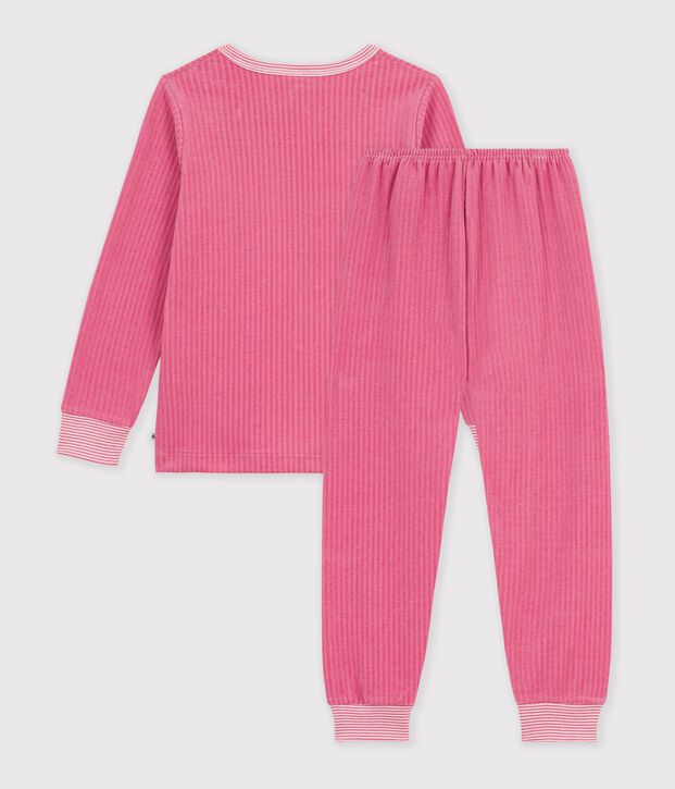 Kinder-Pyjama aus einfarbigem Feincord rosa