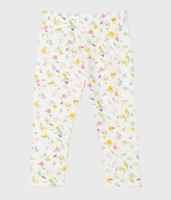 Gemusterte Baby-Hose für Mädchen weiss MARSHMALLOW/weiss MULTICO