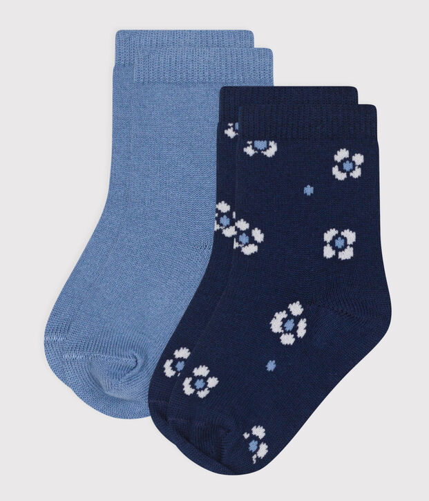2er-Set Baby-Socken aus gebl&uuml;mter Baumwolle f&uuml;r M&auml;dchen vielfarbig