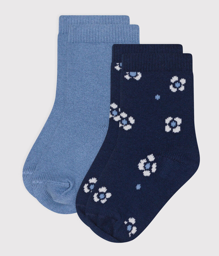 2er-Set Baby-Socken aus gebl&uuml;mter Baumwolle f&uuml;r M&auml;dchen vielfarbig