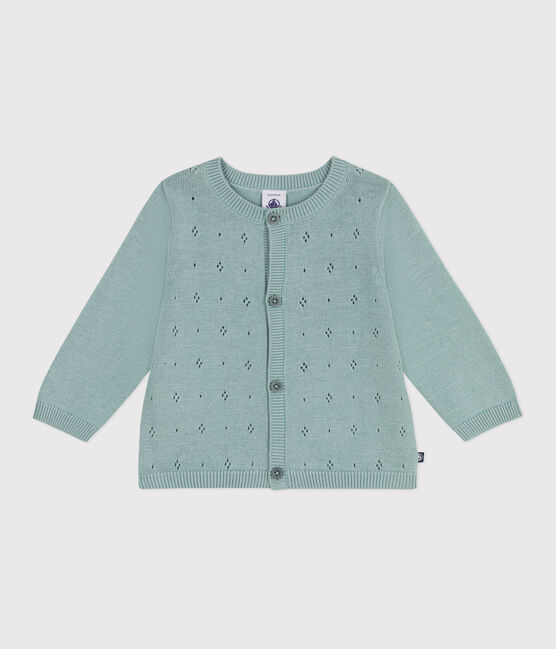Baby-Cardigan aus Baumwolle mit Zierstrick grün PAUL